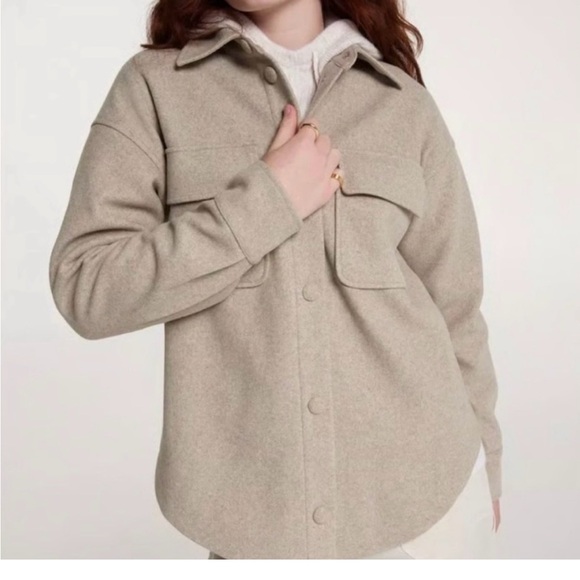 CALIA by Carrie Underwood Jackets & Blazers - Calia Women's Light Tan Oatmeal Shacket Patch Pocket Buttom Down Size XL